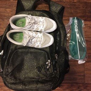varsity cheer shoes, backpack, and soles!